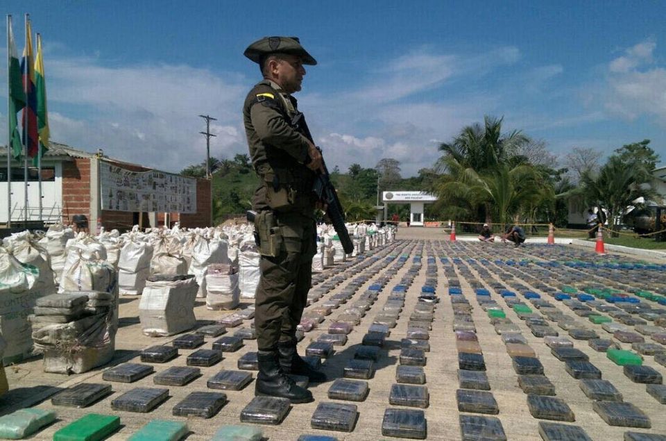 The seizure of 8.8 tons of cocaine from drug-traffickers is the largest domestic drug bust in the Colombia's history